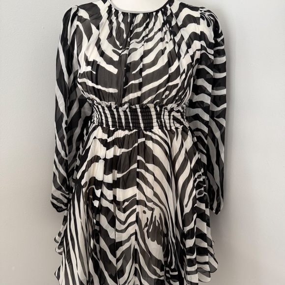 Dolce & Gabbana Zebra Print Silk Chiffon Mini Dress Evening Cocktail Designer - Picture 3 of 12